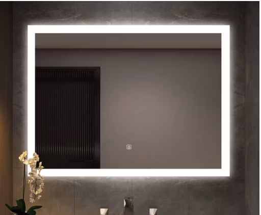 Espejo Antik-Wand-Make-up-Glasspiegel mit LED-Wandvergrößerung, LED-Smart-Badezimmerrahmen, Heimdekoration, Aluminium, Silber, Kupferfrei, Antik-Make-up-Glasspiegel