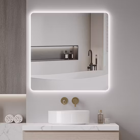 Großhandel für Heimdekoration, wandhängende Glasspiegel, Smart Home LED-Badezimmermöbelspiegel